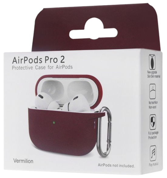 Чохол for AirPods Pro 2 SILICONE CASE (з карабіном) Bordo
